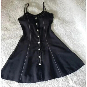 Vittoria Virini black button down dress with white stitching SIZE 3